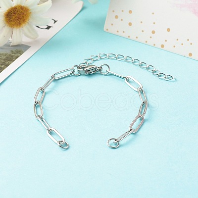 Tarnish Resistant 304 Stainless Steel Paperclip Chains Bracelet Making X-AJEW-JB01038-02-1