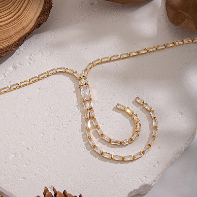Stainless Steel Pave Shiny Clear Cubic Zirconia Tennis Chain Y Necklaces for Women MI6992-1