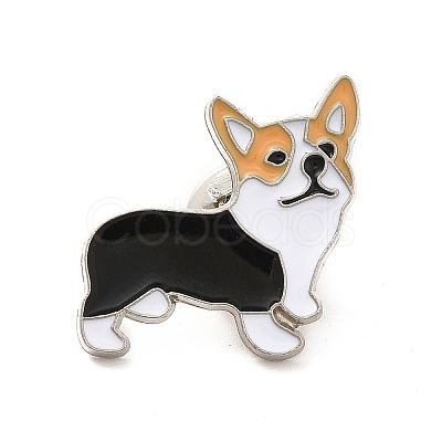 Dog Enamel Pin with Brass Butterfly Clutches JEWB-A006-01H-1
