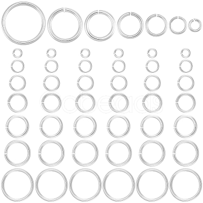 300Pcs 7 Styles Rack Plating Brass Open Jump Rings KK-BBC0027-30S-1