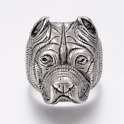 304 Stainless Steel Puppy Finger Rings RJEW-G091-12-21mm-1