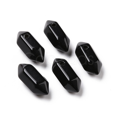 Natural Obsidian Double Terminal Pointed Pendants G-C007-02A-07-1