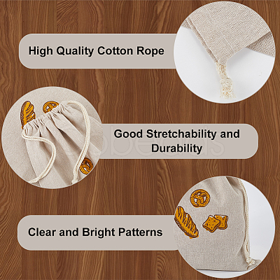 2Pcs Linen Bread Print Pouches AJEW-CP0003-81A-1