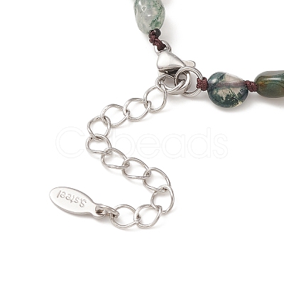 Natural Moss Agate & Pearl & Cubic Zirconia Tree of Life Pendant Necklace NJEW-JN04335-02-1