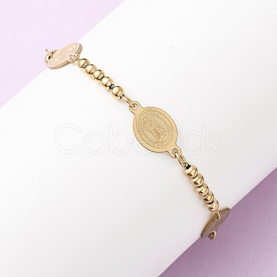 Religion 304 Stainless Steel Link Bracelets BJEW-F524-04B-G-1