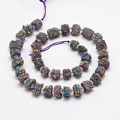 Electroplate Natural Druzy Crystal Bead Strands G-F304-03S-C-1