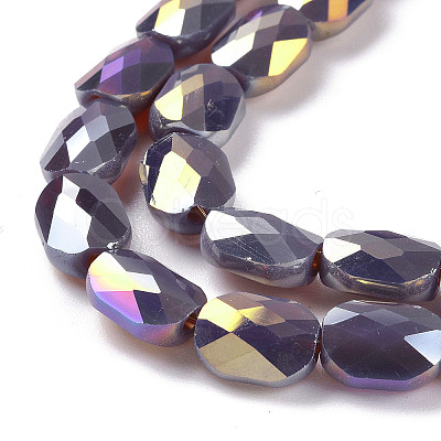 Faceted Electroplated Glass Beads Strands GLAA-G092-D02-1