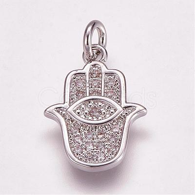 Brass Micro Pave Cubic Zirconia Pendants ZIRC-G099-39P-1