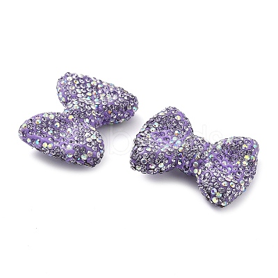 Bowknot Shape Polymer Clay Rhinestone Beads CLAY-NH0001-05F-1