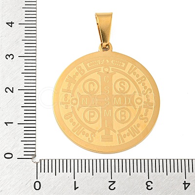 Ion Plating(IP)Trendy Necklace Findings Flat Round with San Benito 304 Stainless Steel Pendants STAS-L012-A07G-1