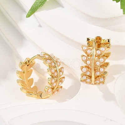 Leaf Brass Hoop Earrings KK-U058-64G-1