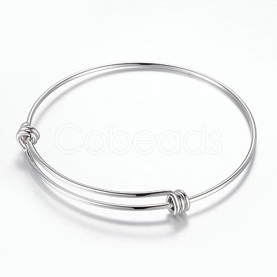 Tarnish Resistant Adjustable 304 Stainless Steel Expandable Bangle Making BJEW-H510-01P-1