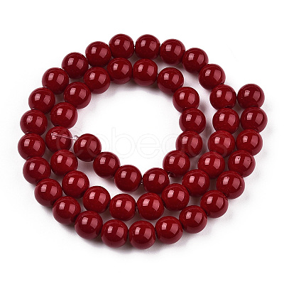 Opaque Solid Color Glass Beads Strands X-GLAA-T032-P8mm-05-1