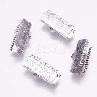 Tarnish Resistant 304 Stainless Steel Ribbon Crimp Ends STAS-K148-08P-F-1