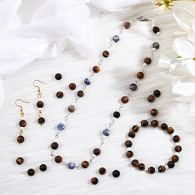 Round Tiger Eye Beads Strands G-AR0002-41-1