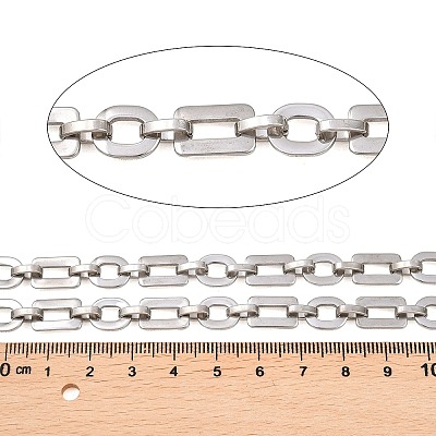 201 Stainless Steel Oval with Rectangle Link Chains CHS-F024-01A-P-1