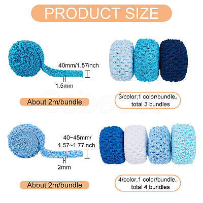 14M 7 Style Blue Series Elastic Crochet Headband Ribbon OCOR-BC0005-36-1
