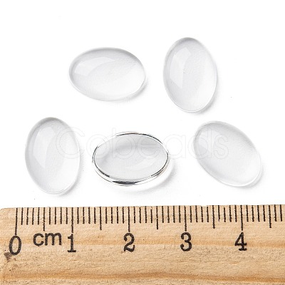 (Old Sku: GGLA-G010)Transparent Oval Glass Cabochons GGLA-R022-14x10-1