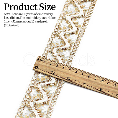 10 Yards Polyester Embroidery Lace Ribbon with Paillette PW-WG94215-03-1