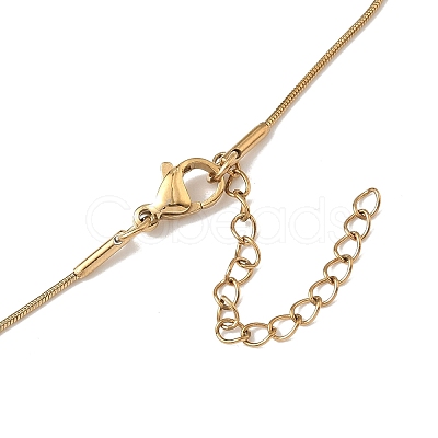 Ion Plating(IP) 304 Stainless Steel Round Snake Chain Textured Bar Pendant Necklaces for Women NJEW-K276-15G-1-1