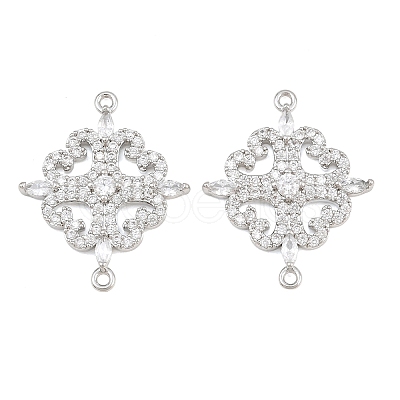 Brass Micro Pave Clear Cubic Zirconia Connector Charms CU-CBA7BFE-03E-P-1