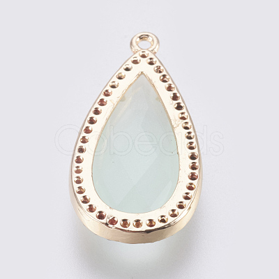 Brass Glass Pendants KK-O105-01KCG-E-1