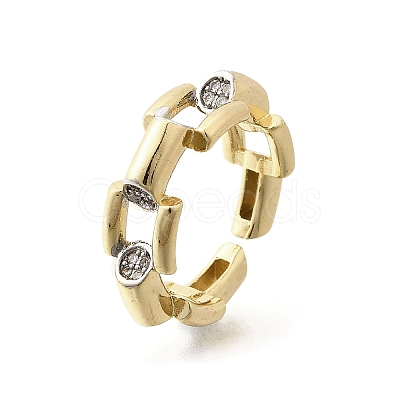 Brass Micro Pave Clear Cubic Zirconia Cuff Rings for Women RJEW-G347-02G-1