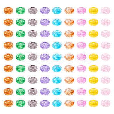 90Pcs 9 Colors Transparent Crackle Acrylic Beads MACR-TA0001-28-1