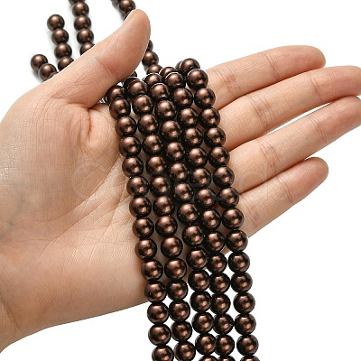 Eco-Friendly Dyed Glass Pearl Round Beads Strands HY-A008-8mm-RB039-1