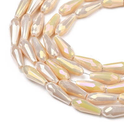 Electroplated Opaque Glass Beads Strands X-EGLA-L015-FR-B25-01-1
