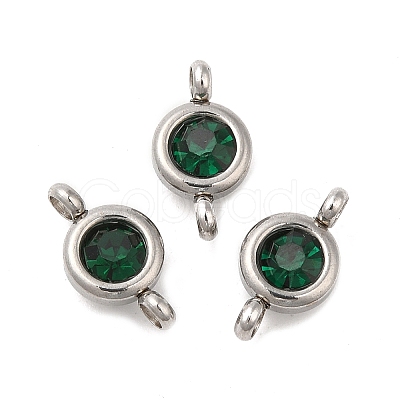 304 Stainless Steel Single Rhinestone Connector Charms STAS-E194-13P-01-1