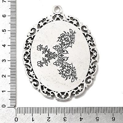 Tibetan Style Alloy Big Pendant Cabochon Settings LS-TIBEP-553-AS-FF-1