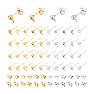 304 Stainless Steel Stud Earring Findings STAS-UN0015-38-1