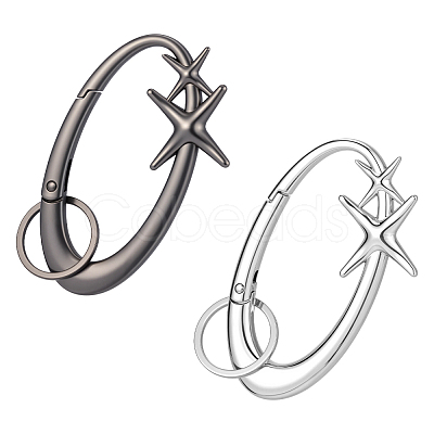 2Pcs 2 Colors Alloy Spring Gate Rings FIND-ME0003-44A-1