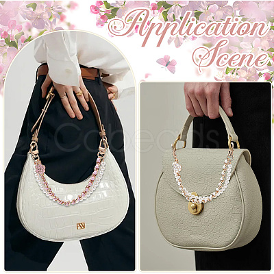 2Pcs 2 Colors Alloy Flower Phone Hand Strap Chains AJEW-SC0004-10B-1