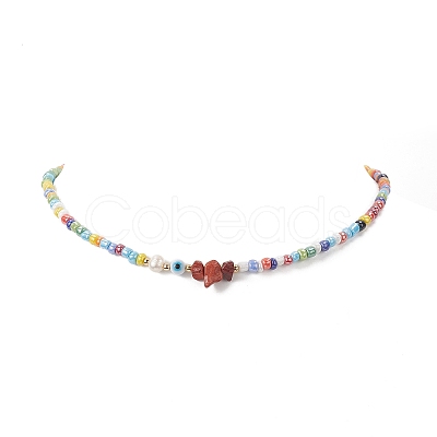 Rainbow Color Glass Beaded Bracelet & Necklace Sets SJEW-JS01269-1