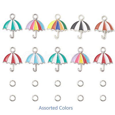 Umbrella Alloy Enamel Pendants ENAM-YW0002-87-1