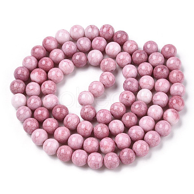 Opaque Dyed Crackle Glass Round Beads Strands GLAA-T031-10mm-01Y-1