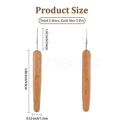 4Pcs 2 Styles Bamboo Handle Iron Crochet Hook Needles TOOL-DJ0001-48-1
