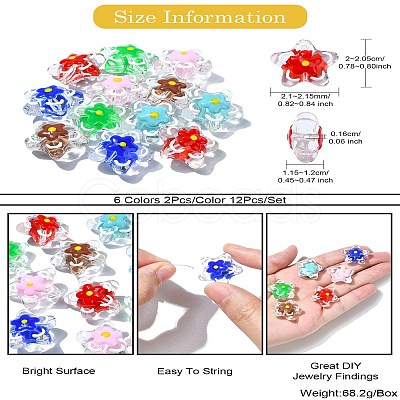 12Pcs 6 Colors Handmade Lampwork Beads LAMP-CJ0001-98-1