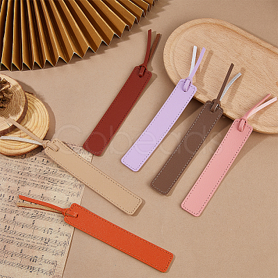12Pcs 6 Colors PU Leather Bookmark AJEW-FH0006-23-1