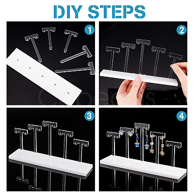 Acrylic T-Bar Earring Display Stands AJEW-WH0304-95B-1