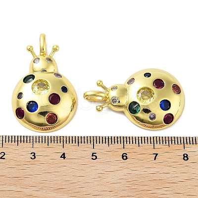 Rack Plating Brass Micro Pave Cubic Zirconia Pendants KK-A205-01G-02-1