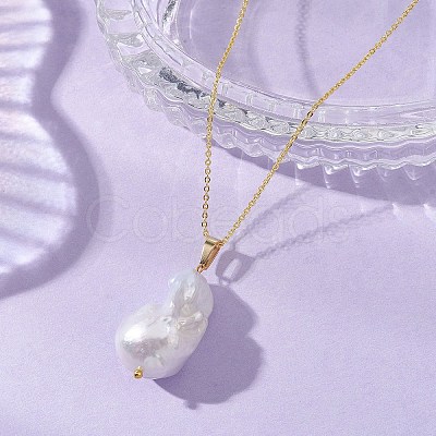 Natural Baroque Pearl Keshi Pearl Pendant Necklaces NJEW-JN06083-1