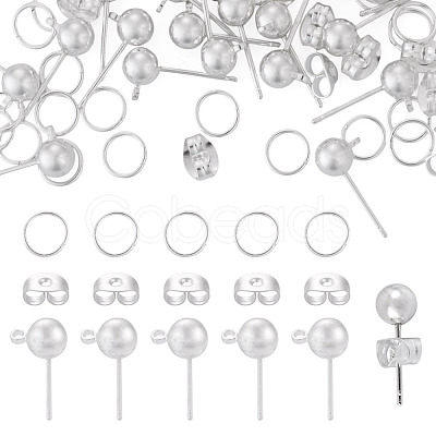 20Pcs Brass Ball Post Ear Studs KK-TA0008-98-1