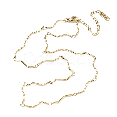 304 Stainless Steel Wave Bar Link Chain Necklaces NJEW-D299-01G-1