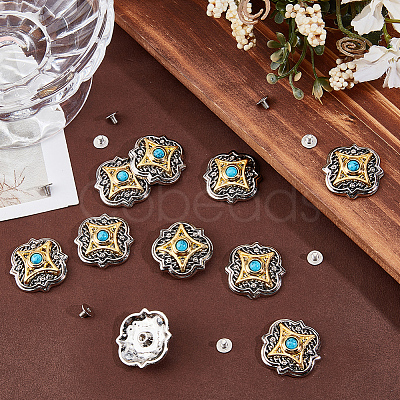 10Pcs Antique Silver Alloy Decorative Rivets BUTT-GF0004-22A-1