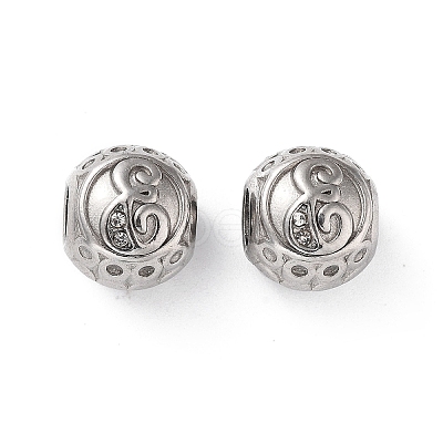 304 Stainless Steel Rhinestone European Beads STAS-A092-10E-P-1