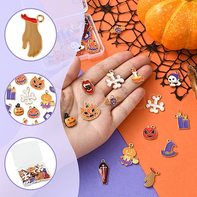 30Pcs 15 Styles Alloy Enamel Pendants ENAM-FS0001-90-1