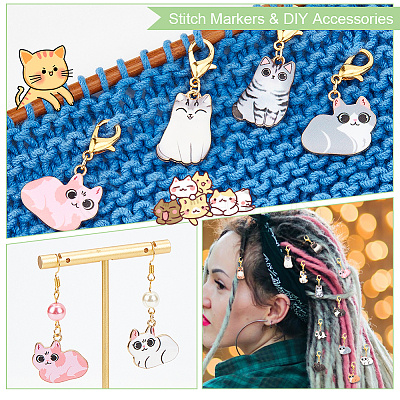 Cat Stitch Markers HJEW-AB00278-1